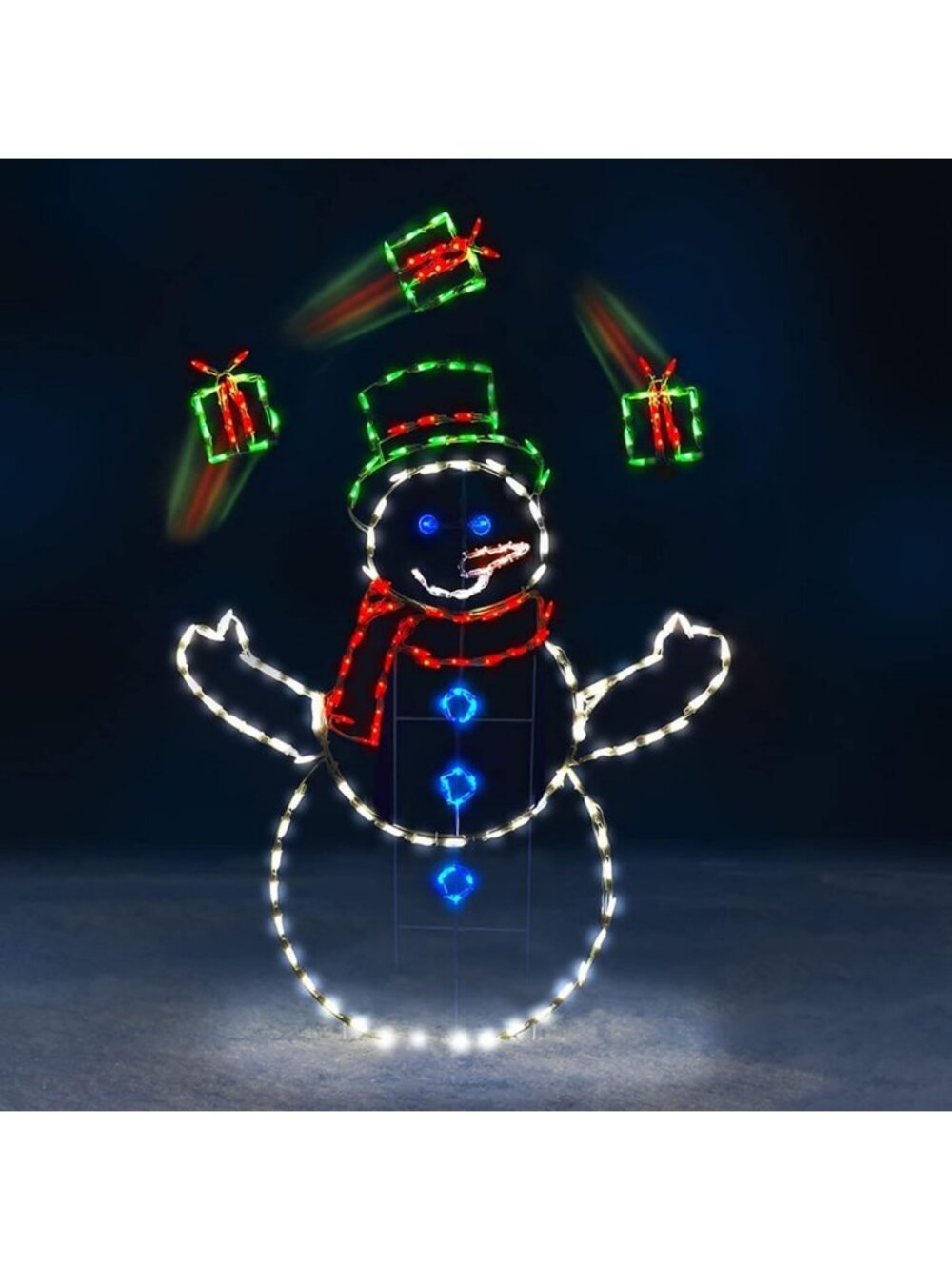 Lighted LED Snowman Yard Decoration - 60" Metal Holiday Display for Outdoor